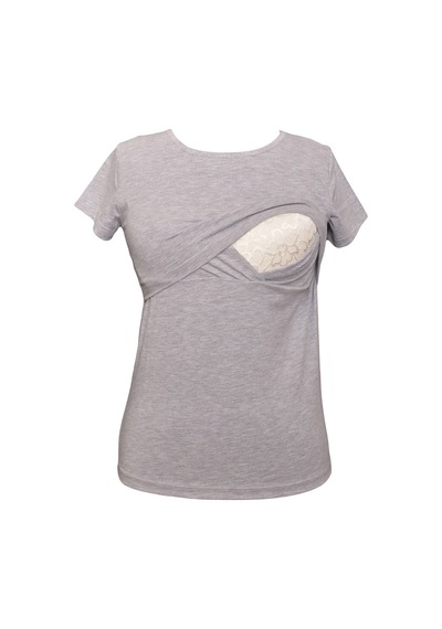 Luvmabelly Maternity 2501 2516 Pamuklu Lohusa Emzirme Tshirt 9 Renk Mevcut -gri