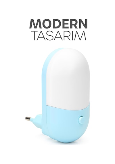 Gece Lambası Yumurta Tip 2 Mod Sarı-beyaz Işık Tuşlu Koridor Hol Işığı Uyuma Işığı Mavi K6791