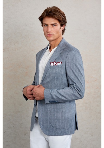 Hatemoğlu Lacivert Slim Fit Çizgili Sivri Yaka Casual Ceket Lacivert Hatemoğlu Lacivert Slim Fit Çizgili Sivri Yaka Casual Ceket Lacivert