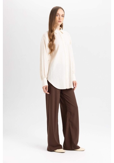 DeFacto Wide Leg Geniş Paça Esnek Belli Bağcıklı Basic Düz Palazzo Pantolon C5628AX24AUBN540