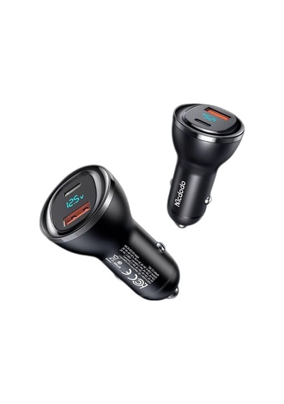 Mcdodo Cc-5670 95w 1xtype-c 1xusb Girişli Dijital Göstergeli Araç Çakmak Şarjı - Siyah