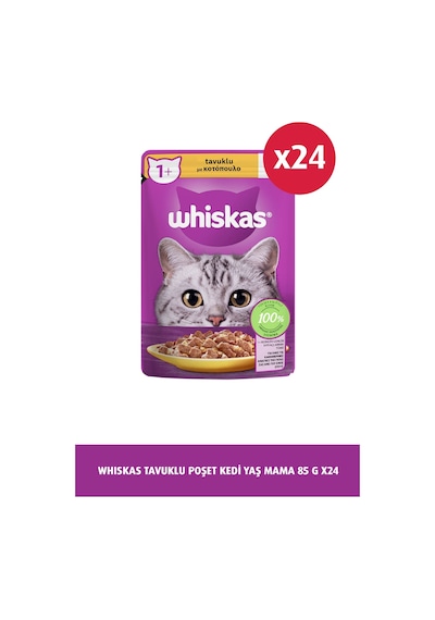 Whiskas Pouch Tavuklu Yetişkin Kedi Mama 24 x 85 G