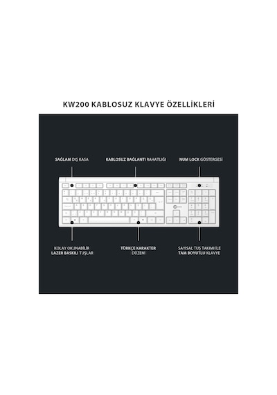 Lecoo KW200 Kablosuz Türkçe Q Klavye & Mouse Set