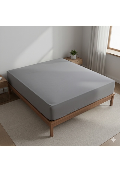 %100 Organik Pamuk Premium Lastikli Çarşaf Çift Kişilik 160x200+30 Dolmabahçe Serisi Antrasit