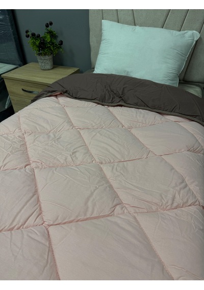 Clasy %100 Pamuk Ranforce Tek Kişilik Yorgan Çift Taraflı Kahve-pembe Düz Desen Pembe