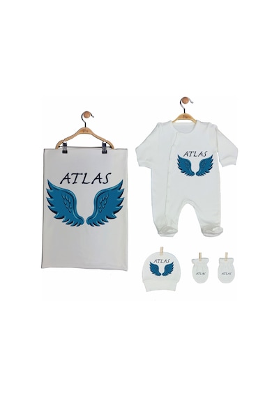 Pia Baby Gl 2204 İsme Özel Beşli Tulum Set Mavi