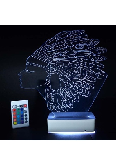 Özel Tasarım Kızılderili 3D Led Lamba
