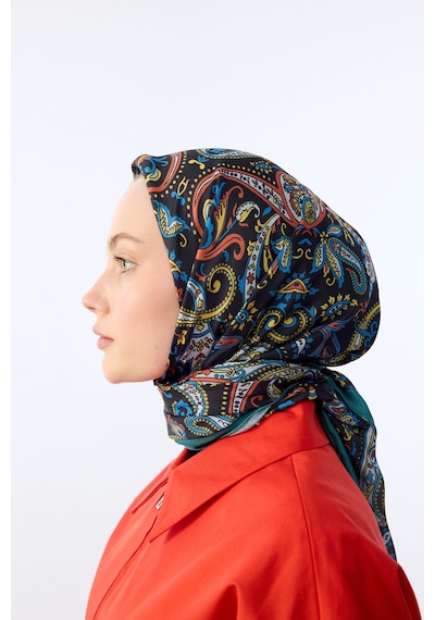 Mirsoy Scarf Rana Etnik Desen Eşarp Siyah