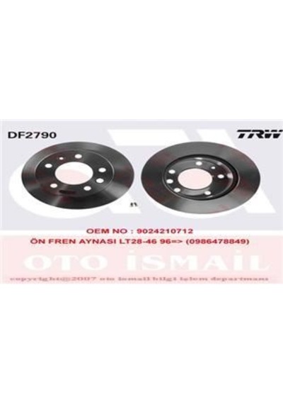 TRW DF2790 FREN DİSKİ ÖN LT28-35 96-06 LT28-46 96-06 / SPRINTER 9
