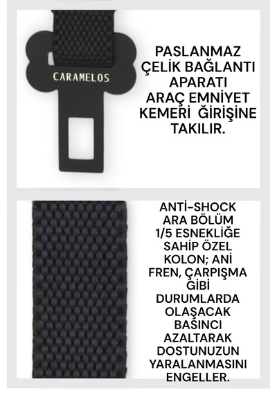 Caramelos Kedi Ve Köpek Araç Emniyet Kemeri , Araç Tasması Gks