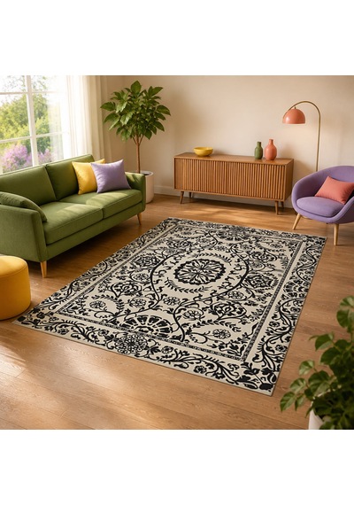 Kartela Halı Veso Halı Kaymaz Taban Makinede Yıkanabilir Halı Antrasit - 60 X 90 Cm