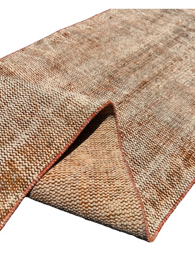 El Dokuma Vintage Yolluk 55x280 Turuncu Soyut Desen Eskitme Halı Turuncu