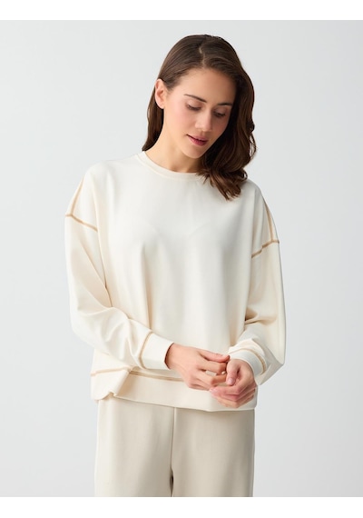 Jimmy Key Ekru Bisiklet Yaka Uzun Kollu Modal Sweatshirt 5ww235288114