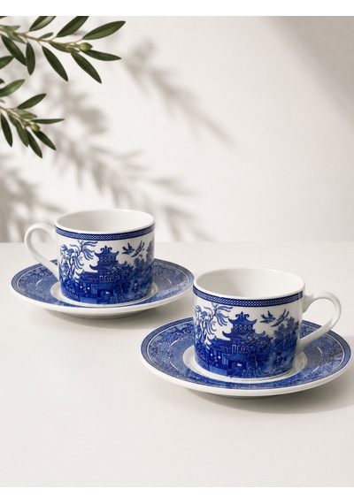2 Kişilik Double Zenara Blue Kahve Fincanı-7159 Çok Renkli