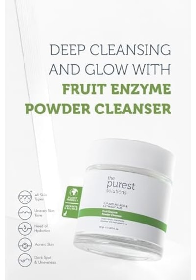 The Purest Solutions, Arındırıcı Ve Canlandırıcı Tüm Ciltler İçin Meyve Asitleri İçeren Toz Temizleyici 55 Gr %0,2 Azelaik Asit & Malik Asit