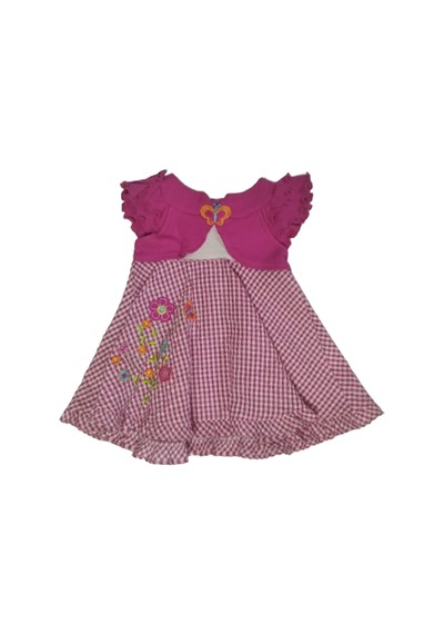 Youngland Kız Bebek Elbise Üstü Çiçekli Pembe - Fuşya Pembe