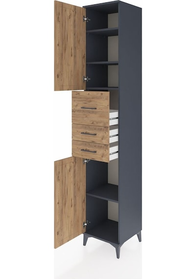 Hyperion Dolap 4 Raflı 3 Çekmeceli 2 Kapaklı 44x44x243 Antras... Antrasit