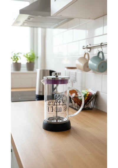 French Press - Filtre Kahve Ve Bitki Çayı Demliği 600 Ml Siyah Çok Renkli