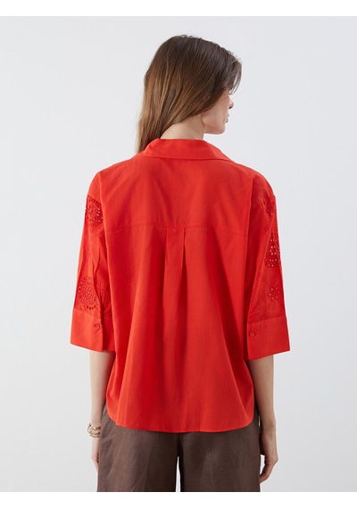 Lcw Vision Kırmızı Oversize Kadın Gömlek