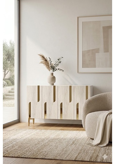 Ka1231btg Nota Konsol Ve Tv Sehpası Beyaz-traverten-gold 120cm