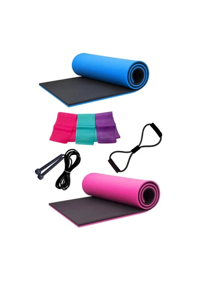 Full Pilates Seti 2 Adet 10 Mm Yoga Matı Minderi 3'lü Direnç Bandı Atlama İpi Sekizgen Direnç Lastik Çok Renkli Çok Renkli Full Pilates Seti 2 Adet 10 Mm Yoga Matı Minderi 3'lü Direnç Bandı Atlama İpi Sekizgen Direnç Lastik Çok Renkli Çok Renkli
