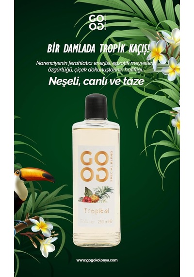 Gogo Tropikal Kolonya 250ml Cam Şişe Amber
