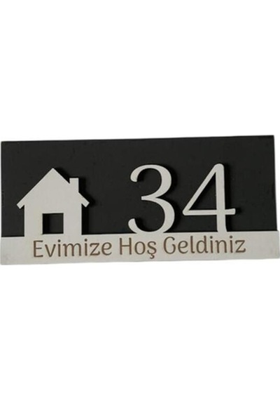 Ev Motifli Ahşap Kapı Numaralığı
