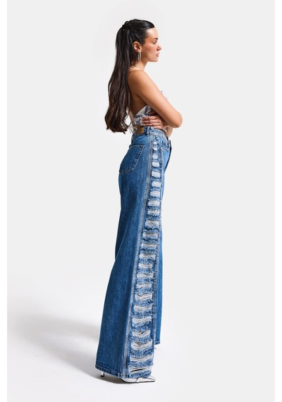 Itsbasic Kadın Mavi T-9s6-4 Flare Fit Özel Tasarım Denim Jean