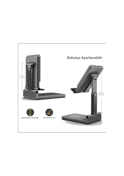 Mühlen T43 Siyah Ayarlanabilir Ergonomik Alüminyum Telefon/tablet Standı