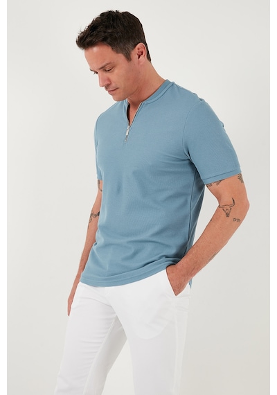 Buratti Pamuklu Regular Fit Yarım Fermuarlı Erkek T Shirt 5902653 Mavi Buratti Pamuklu Regular Fit Yarım Fermuarlı Erkek T Shirt 5902653 Mavi