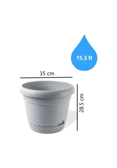 Omnipazar Krs-345 Dekoratif İnci Bitki Çiçek Saksı Takımı 15.3 Litre No 5 Gri
