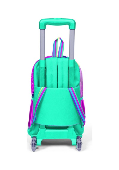 Coral High Kids Pembe Su Yeşili Unicorn Desenli Üç Bölmeli Çekçekli Okul Sırt Çantası 23958