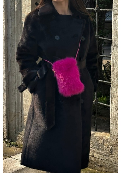 Mollycrush Kadın Askılı Peluş Fuşya Çanta Kürk Postacı Model Fuşya