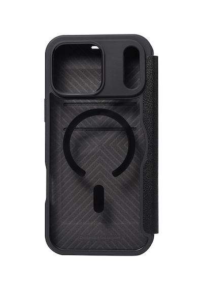 Apple iPhone Uyumlu 18 Pro Kılıf M-safeli Vegan Deri Şeffaf Arka Yüzey Kartlıklı Raptic Urban Folio Kapak Siyah