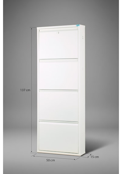 Metal Ayakkabılık 4 Lü Beyaz Kilitli Model Beyaz