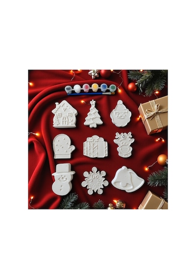Yılbaşı Noel Taş Boyama Seti 3d Büyük Boy Kardan Adam Noel Baba Yılbaşı Evi Seti 9 Parça
