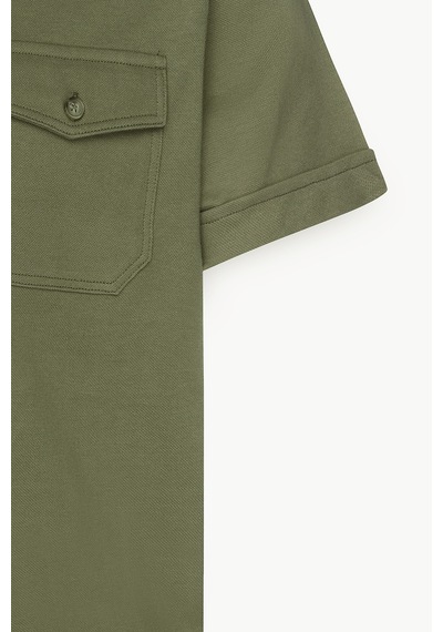 Erkek Hakı Slim Fit Dar Kesim %100 Pamuk Polo Yaka Tişört Haki