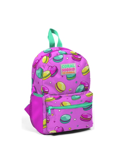 Coral High Kids Açık Pembe Makaron Desenli İki Bölmeli Yuva Sırt Çantası