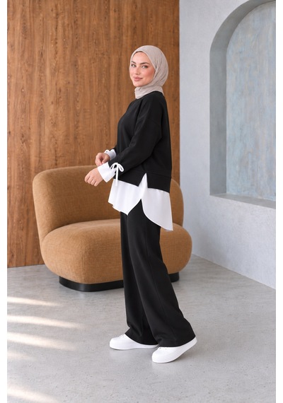 Unika Boutique Kadın Gömlek Garnili İkili Modal Takım Çok Renkli