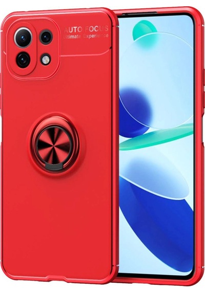 Xiaomi Mi 11 Lite Kılıf Range Yüzüklü Silikon - Kırmızı -