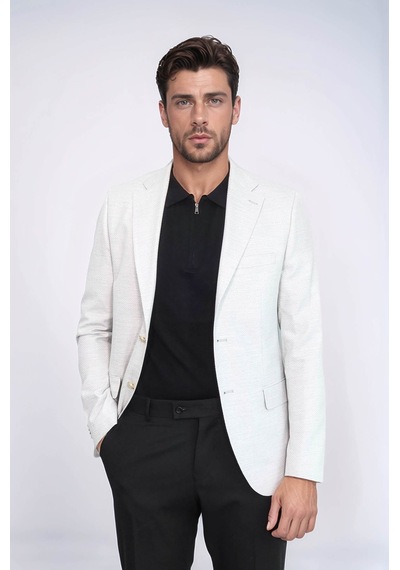Açık Gri Balıksırtı Desenli Gold Renk Metal Düğmeli Slim Fit Erkek Blazer Ceket - Wessi Grey Açık Gri Balıksırtı Desenli Gold Renk Metal Düğmeli Slim Fit Erkek Blazer Ceket - Wessi Grey