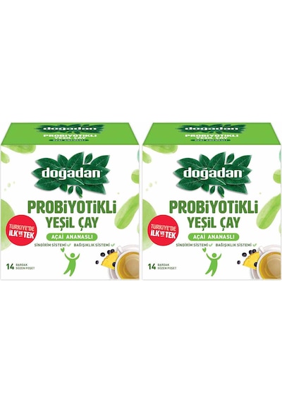 Doğadan Probiyotikli Yeşil Çay Açai Ananaslı 2 x 14'lü