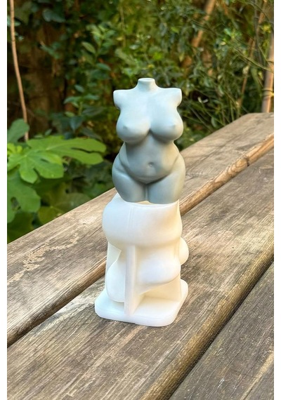 Kadın Vücut Balık Etli Silikon Mum Kalıbı Beyaz