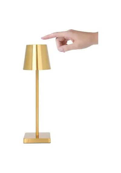 Cata Ct-8437 Led Dekoratif Şarjlı Masa Üstü Lambası Dokunmatik 3 Farklı Renk Ayarı Lamba Gold