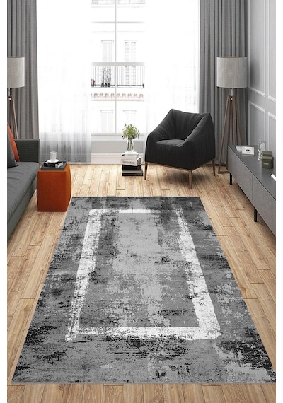 Rovigo Home Dijital Baskı Yıkanabilir Kaymaz Taban Salon Halısı Ve Yolluk Rvg0828-fnl38 Gri