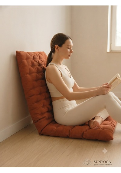 Pamuk Kapitone Meditasyon Minderi 180x60 Cm - Konforlu Yoga Matı Ve Yer Minderi Kremit