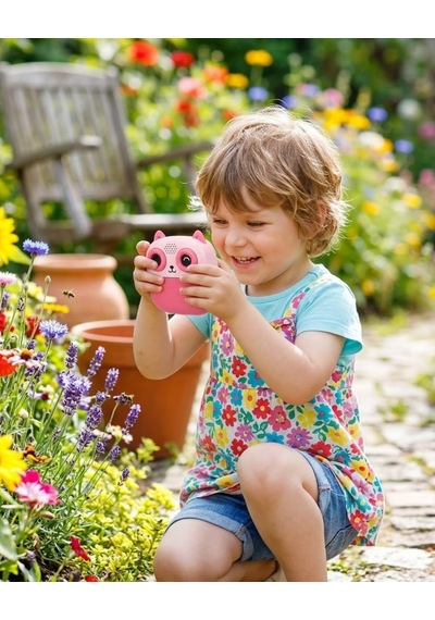 Çocuklar İçin Baskılı Mini Kamera 6 Kalem 5 Kağıt Rulosu li Eğlenceli Fotoğraf Makinesi Standart