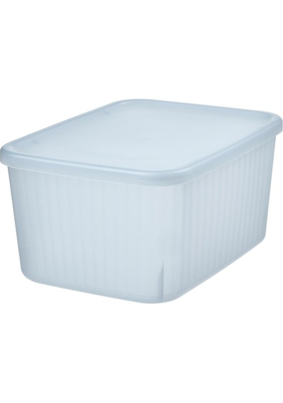 Ikea Rykta Kapaklı Kutu Şeffaf Gri-mavi 18 X 24 X 12 Cm/3.5 Lt Saklama Kutusu Açık Mavi