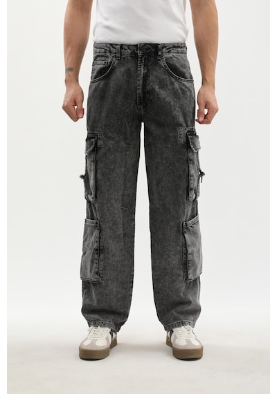 Banny Jeans Erkek Kargo Cepli Jean Pantolon Gri