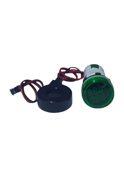 Ampermetre - Voltmetre 22 MM Akım Trafolu 220V Yeşil